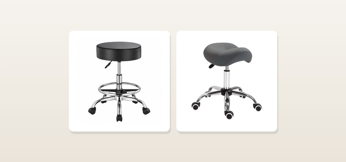 Tabouret de massage rond et tabouret selle à roulettes