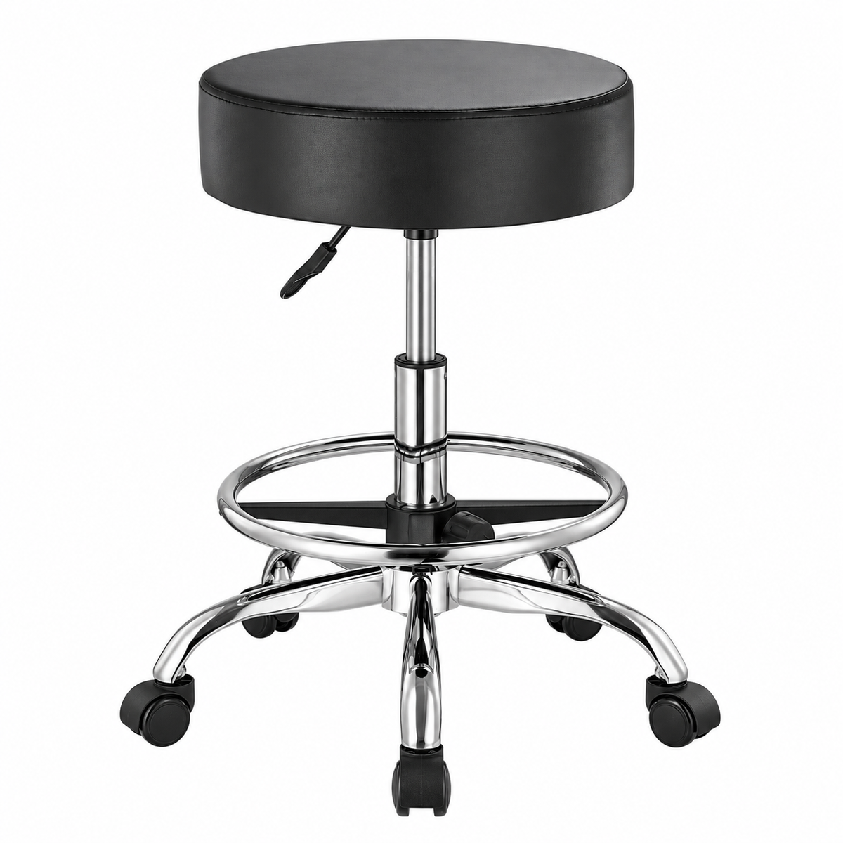 Tabouret de massage rond à roulettes avec repose-pieds
