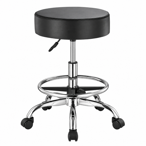 Tabouret de massage rond à roulettes avec repose-pieds
