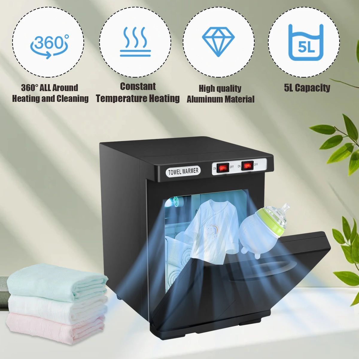 Armoire chauffe-serviettes : chauffe homogène, température constante, capacité 5 L