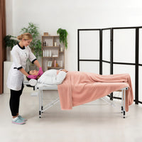 Folding Massage Table with Armrests and Headrest, Portable Massage Table Height-Adjustable 62-83 cm, Lightweight Aluminium Frame, 230 kg Load Capacity, Mobile Salon Bed for Therapy, Spa, Massage and Home Beauty