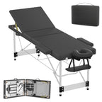 Table de massage AERO noire, têtière et accoudoirs
