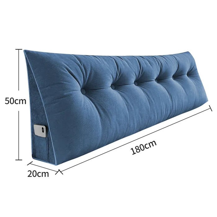 Coussin de dossier long bleu 180 cm : 180 × 50 × 20 cm