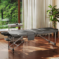 Folding Massage Table with Armrests and Headrest, Portable Massage Table Height-Adjustable 62-83 cm, Lightweight Aluminium Frame, 230 kg Load Capacity, Mobile Salon Bed for Therapy, Spa, Massage and Home Beauty