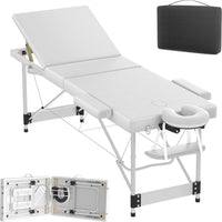 Folding Massage Table with Armrests and Headrest, Portable Massage Table Height-Adjustable 62-83 cm, Lightweight Aluminium Frame, 230 kg Load Capacity, Mobile Salon Bed for Therapy, Spa, Massage and Home Beauty