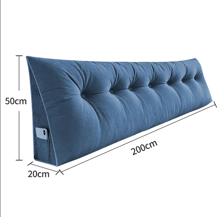 Coussin de dossier long bleu 200 cm : 200 × 50 × 20 cm