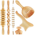 Kit de madérothérapie 6 pièces en bois : 3 rouleaux, ventouse, spatule et champignon