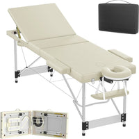 Folding Massage Table with Armrests and Headrest, Portable Massage Table Height-Adjustable 62-83 cm, Lightweight Aluminium Frame, 230 kg Load Capacity, Mobile Salon Bed for Therapy, Spa, Massage and Home Beauty