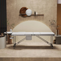 Folding Massage Table with Armrests and Headrest, Portable Massage Table Height-Adjustable 62-83 cm, Lightweight Aluminium Frame, 230 kg Load Capacity, Mobile Salon Bed for Therapy, Spa, Massage and Home Beauty