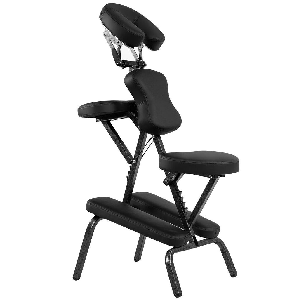 Chaise de massage pliante noire, vue de côté