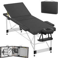 Folding Massage Table with Armrests and Headrest, Portable Massage Table Height-Adjustable 62-83 cm, Lightweight Aluminium Frame, 230 kg Load Capacity, Mobile Salon Bed for Therapy, Spa, Massage and Home Beauty
