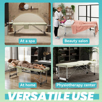 Folding Massage Table with Armrests and Headrest, Portable Massage Table Height-Adjustable 62-83 cm, Lightweight Aluminium Frame, 230 kg Load Capacity, Mobile Salon Bed for Therapy, Spa, Massage and Home Beauty