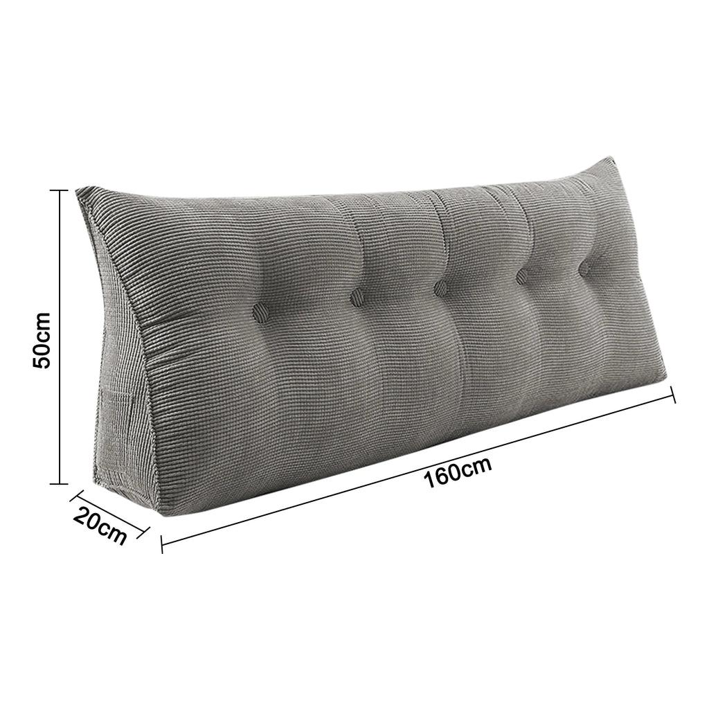 Coussin de dossier long gris 160 cm : 160 × 50 × 20 cm