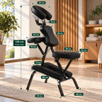 Dimensions de la chaise de massage pliante : environ 120 cm de haut, 55 × 46 cm au sol