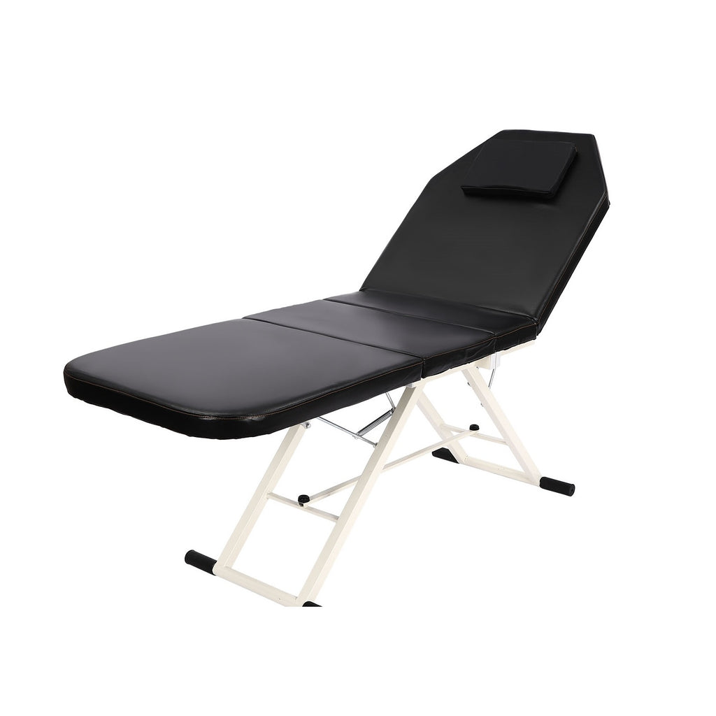 Table de soins pliante VELA noire, dossier relevé
