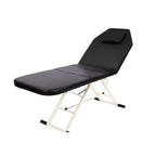 Table de soins pliante VELA noire, dossier relevé