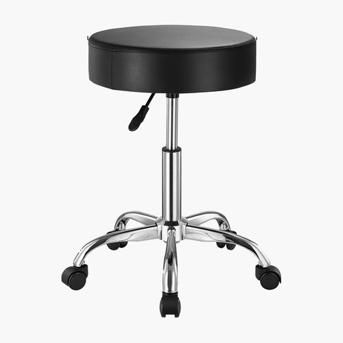 Tabouret de massage rond à roulettes, modèle noir